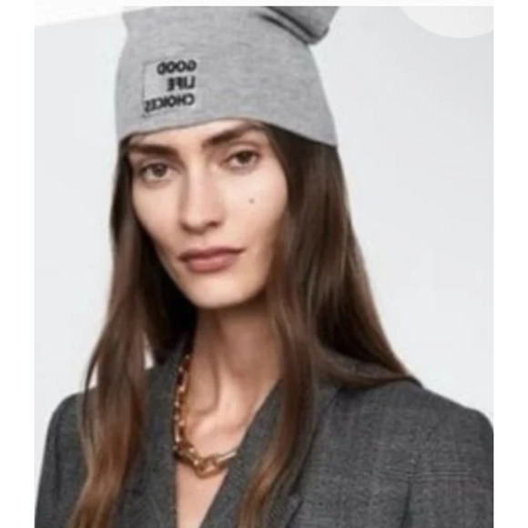 Zara heather gray GOOD LIFE CHOICES Beanie size M baddie college mininals - Picture 6 of 11